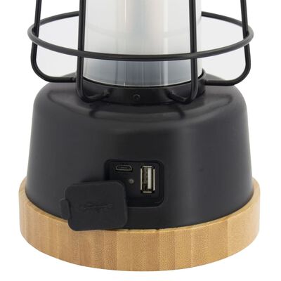 Eurotrail campinglampe med LED-lys Storm bambus sort