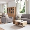 vidaXL Sofa 3 pcs Gr&aring;brun Linned-blandet stof