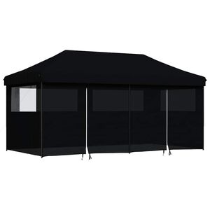 vidaXL foldbart pop-up festtelt med 4 sidev&aelig;gge sort