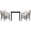 vidaXL Have Spisebordss&aelig;t med pude 3 pcs Sort polyrattan