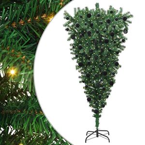 vidaXL Omdrejningspunkt Kunstige For-lyste Juletr&aelig; med Kugles&aelig;t 210 cm
