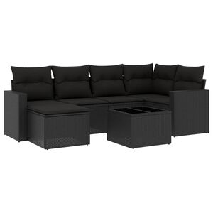 vidaXL sofas&aelig;t til haven 7 dele med hynder polyrattan sort
