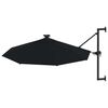 vidaXL væghængt parasol m. LED-lys 300 cm sort