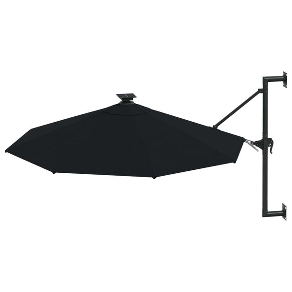vidaXL væghængt parasol m. LED-lys 300 cm sort