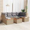 vidaXL Havesofa S&aelig;t med pude 7 pcs Beige Poly rattan