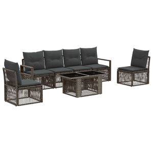 vidaXL Havesofa S&aelig;t 7 stk. Gr&aring; og M&oslash;rkegr&aring; polyrattan