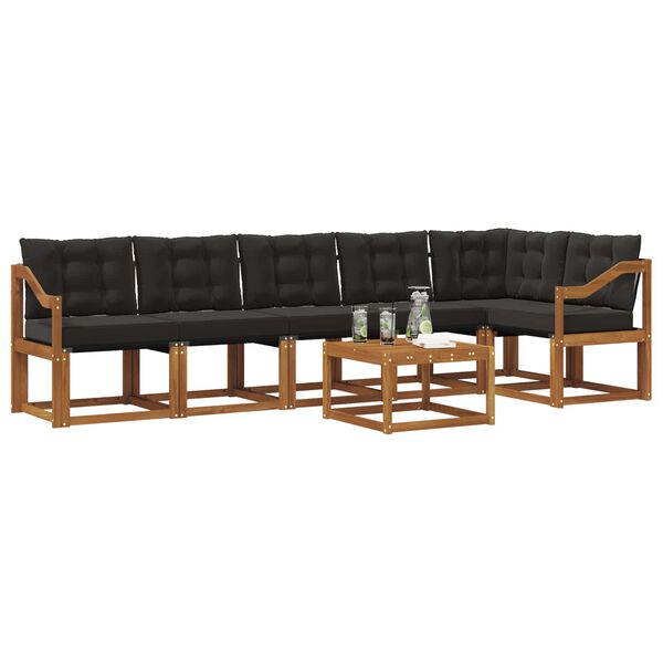 vidaXL Udend&oslash;rs sofagruppe med pude 7 pcs Naturlig og sort