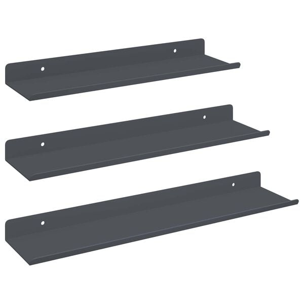 vidaXL Sv&aelig;vende hylde V&aelig;gmonteret 3 pcs Antracit 40 x 9 x 2,5 cm St&aring;l