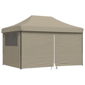 vidaXL foldbart pop up-festtelt med 4 sidev&aelig;gge gr&aring;brun