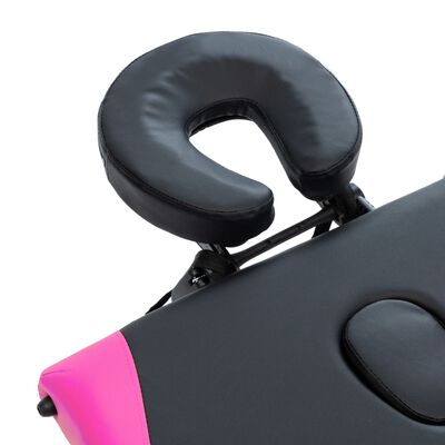 vidaXL sammenfoldeligt massagebord aluminiumsstel 4 zoner sort lyserød