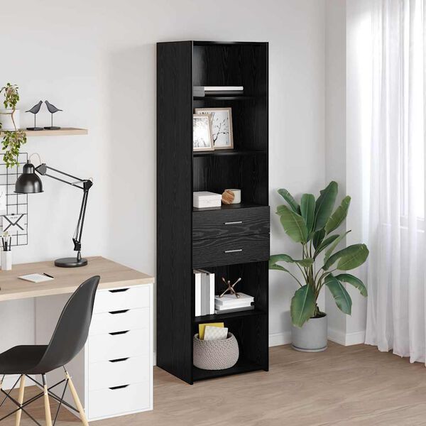 vidaXL Highboard med skuffe Sort eg 50 x 42,5 x 185 cm Konstrueret tr&aelig;