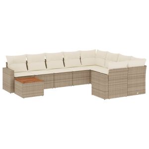 vidaXL sofas&aelig;t til haven 10 dele med hynder polyrattan beige