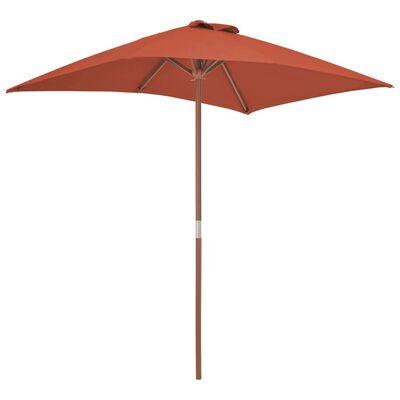 vidaXL udendørs parasol med træstang 150 x 200 cm terracottafarvet