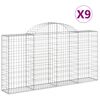 vidaXL buede gabionkurve 9 stk. 200x30x100/120 cm galvaniseret jern