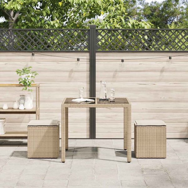 vidaXL havestole med hynder 2 stk. 40x40x43 cm polyrattan beige