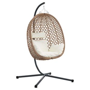 vidaXL H&aelig;ngende &aelig;ggestol polyrattan 104 x 100 x 191 cm Lys fl&oslash;de