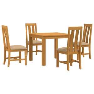 vidaXL Spisestues&aelig;t 5 stk. Beige Massivt Eg Tr&aelig;