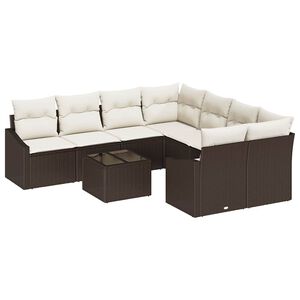 vidaXL Sofa S&aelig;t 9 stk. Brun og Creme polyrattan