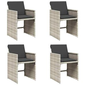 vidaXL havestole 4 stk. med hynder polyrattan lysegr&aring;