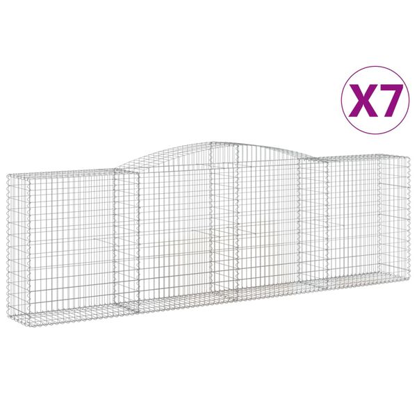 vidaXL buede gabionkurve 7 stk. 400x50x120/140 cm galvaniseret jern