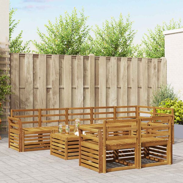 vidaXL Sofas&aelig;t 9 pcs Naturfarvet Massivt Akacietr&aelig;