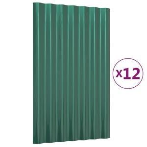 vidaXL tagplader 12 stk. 60x36 cm galvaniseret st&aring;l gr&oslash;n