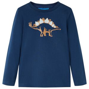 Lang&aelig;rmet T-shirt til b&oslash;rn str. 116 marinebl&aring;