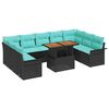 vidaXL Havesofa S&aelig;t med opbevaring 10 pcs Sort Poly rattan