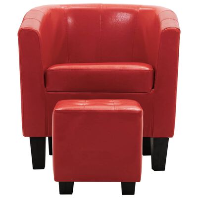 vidaXL lænestol med fodskammel kunstlæder rød