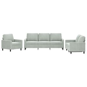 vidaXL sofas&aelig;t 3 dele med hynder velour lysegr&aring;