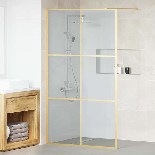 vidaXL Walk-in brusev&aelig;g Guld 115 x 195 cm h&aelig;rdet glas