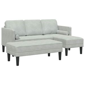 vidaXL Sofa S&aelig;t med pude 2 pcs Lysegr&aring; Polyester