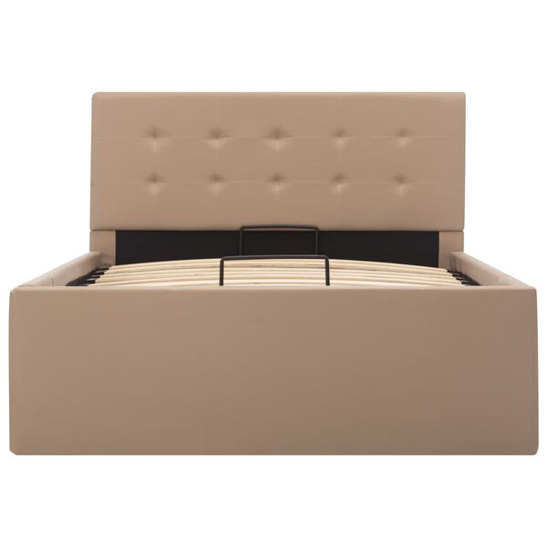 vidaXL hydraulisk opbevaringsseng 100 x 200 cm kunstlæder cappuccino