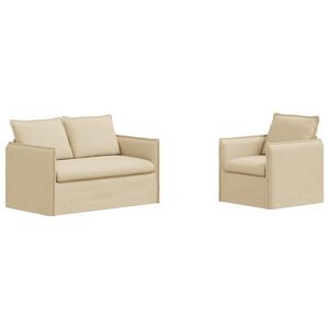 vidaXL Sofa S&aelig;t 2 pcs Creme 196 x 82 x 85 cm Stof
