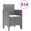 vidaXL Have Spisebordssæt 15 pcs Lysegrå Polt rattan