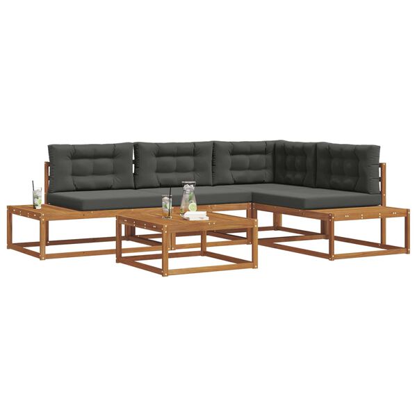 vidaXL Udend&oslash;rs sofagruppe 5 Stk Naturlig og Antracit