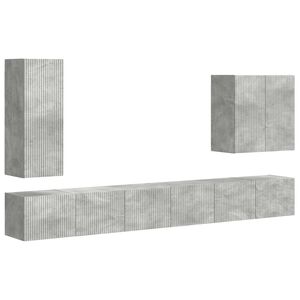 vidaXL Tv v&aelig;gskab s&aelig;t V&aelig;gmonteret 6 pcs Beton Gr&aring;