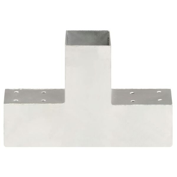 vidaXL stolpebeslag T-form 4 stk. 71x71 mm galvaniseret metal