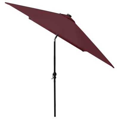 vidaXL parasol med stålstang og LED-lys 2x3 m bordeaux