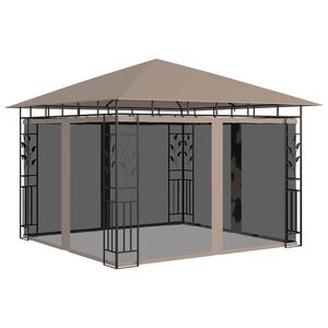 vidaXL pavillon med myggenet 3x3x2,73 m 180 g/m&sup2; gr&aring;brun