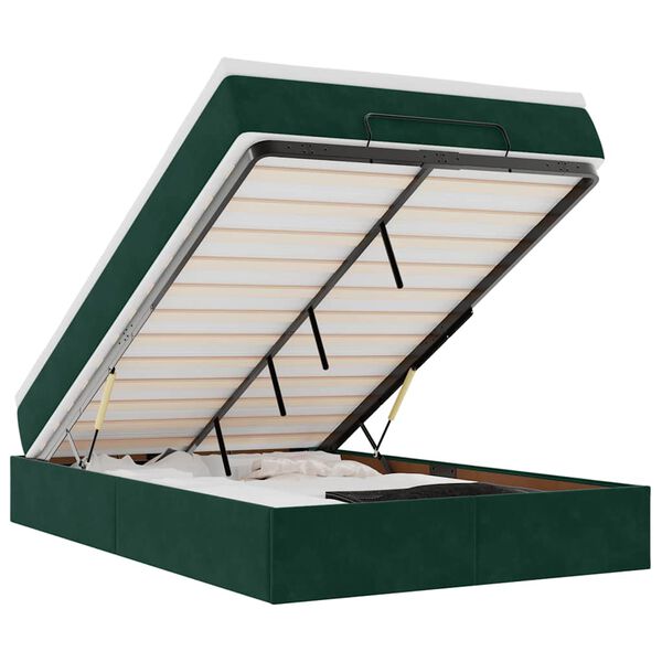 vidaXL osmannisk sengeramme med madras 120x200 cm fl&oslash;jl m&oslash;rkegr&oslash;n