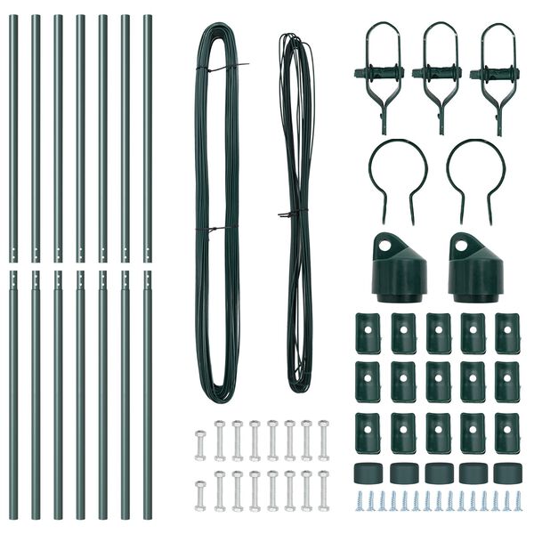 vidaXL Hegnspæl 7 pcs Grøn Stål