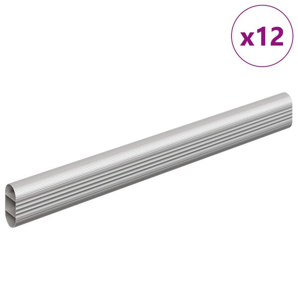 vidaXL Skab Stang 12 pcs S&oslash;lv 764 x 15 x 29 mm Aluminiumlegering