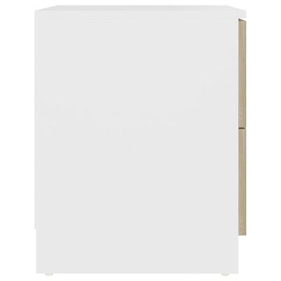 vidaXL sengeborde 2 stk. 40x40x50 cm spånplade hvid og sonoma-eg