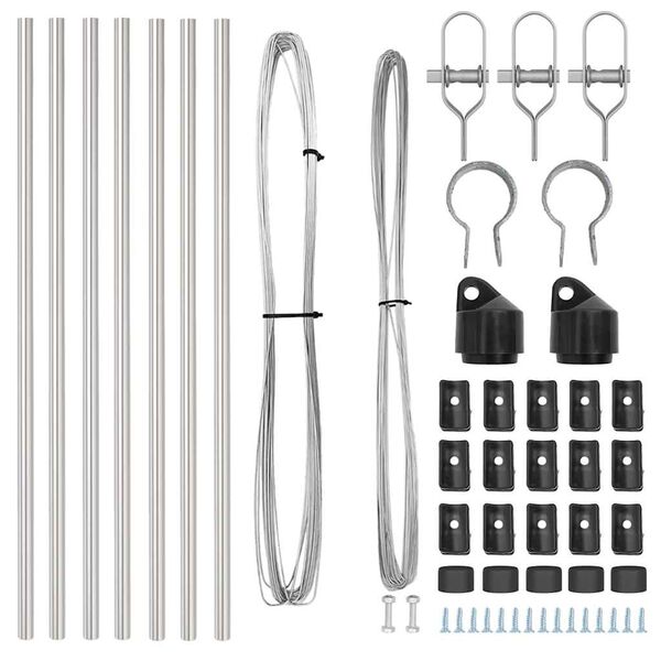 vidaXL Hegnsp&aelig;l 7 pcs S&oslash;lv St&aring;l