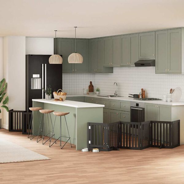 vidaXL hundel&aring;ge med d&oslash;r 12 paneler 600 cm foldbar poppeltr&aelig; sort