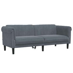 vidaXL 3-personers sofa velour m&oslash;rkegr&aring;