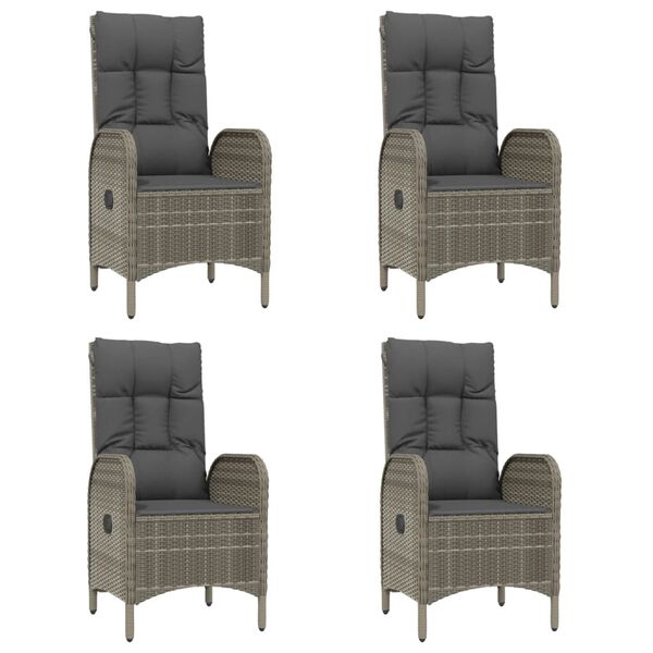 vidaXL spisebordss&aelig;t til haven 5 dele m. hynder polyrattan sort og gr&aring;