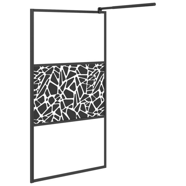 vidaXL brusev&aelig;g 100x195 cm sikkerhedsglas med stendesign sort
