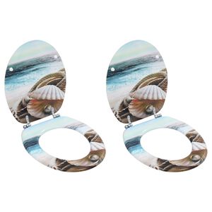 vidaXL toilets&aelig;der 2 stk. med l&aring;g MDF muslingeskalsdesign